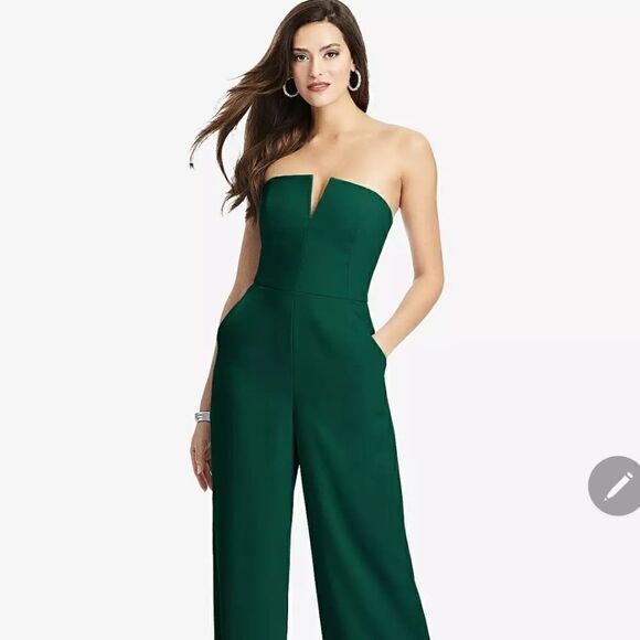 JUMPSUIT WITH POCKETS IN HUNTER GREEN by Dessy Collection - Picture 2 of 8